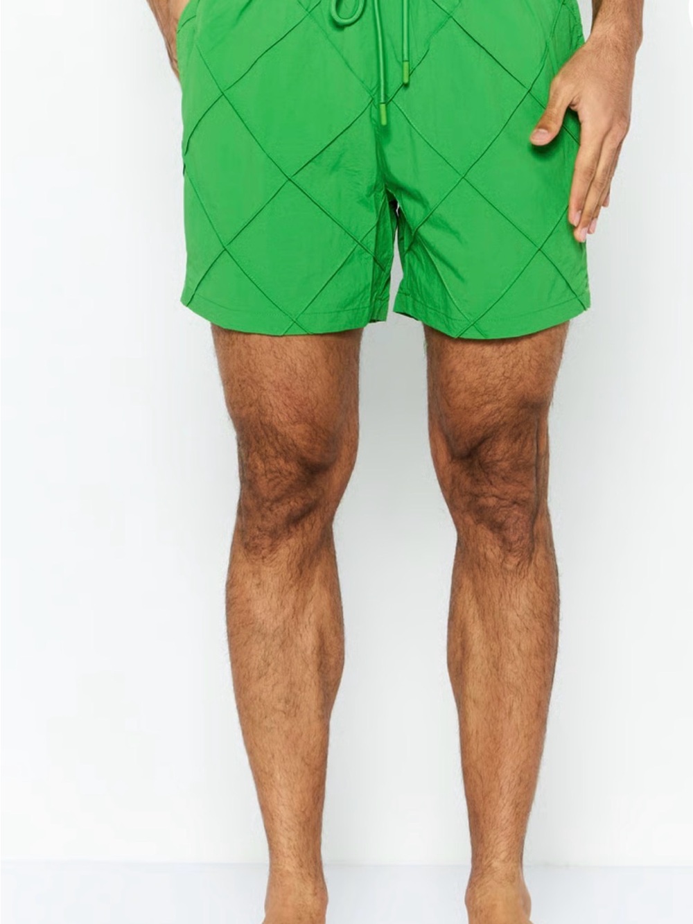 DKNY Bright Green Quilted-Pattern Swim Trunks